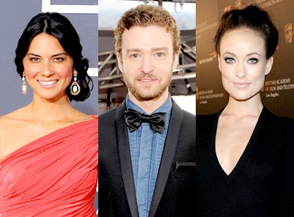 Olivia Munn, Justin Timberlake, Olivia Wilde Olivia Munn, Justin Timberlake, Olivia Wilde